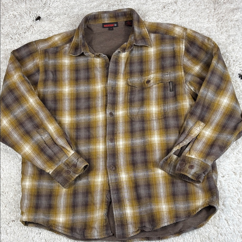 Wolverine Men's Thermal Lined Plaid Flannel Shirt, Size Large